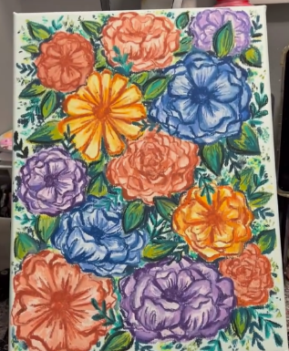 Image of garden scene made with pastels