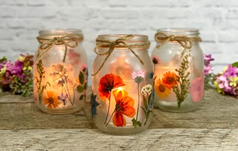 Image of jar with flowers pressed inside