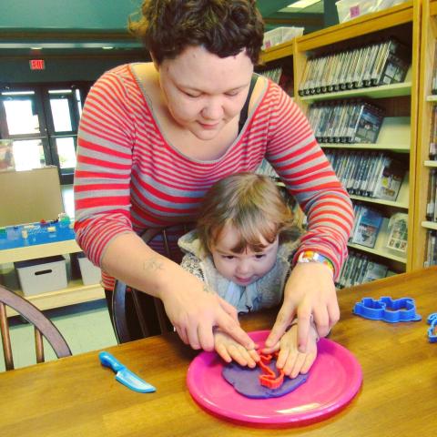 Mom & child playing with Play Doh