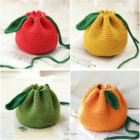 Image of crocheted fruit pouches