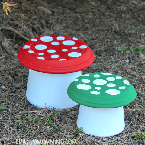 Image of mushrooms made from flower pots