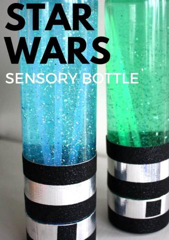 Image of light saber made from water bottle