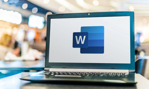 Image of Microsoft Word logo on laptop