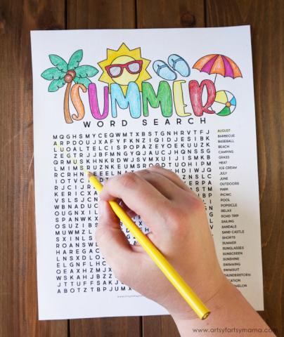 Image of a hand doing a summer word search