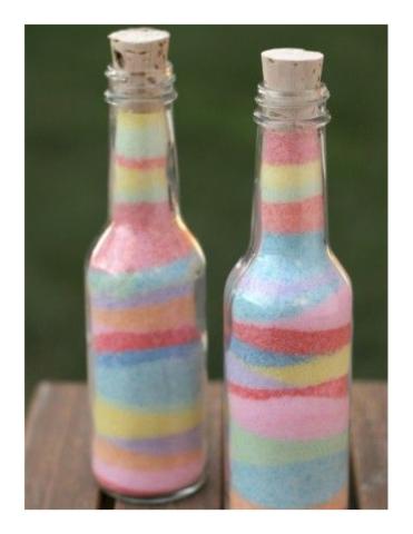 Image of colored sand in a bottle