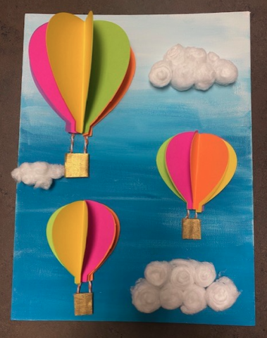 Image of mixed media hot air balloon art