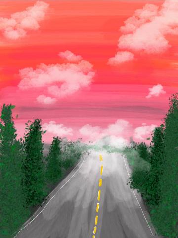 Image of road painted on canvas