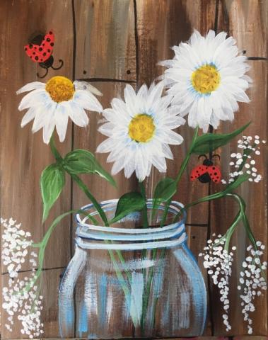 Image of daisies in a jar painting