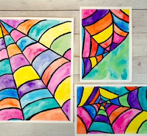 Image of watercolor spiderweb