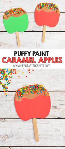 Image of puffy paint caramel apple