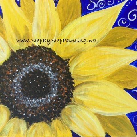 Image of sunflower painted on canvas