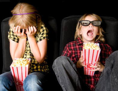 Image of kids watching scary movie