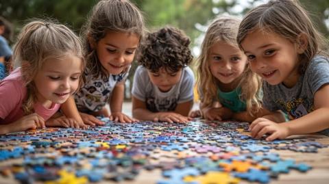 Image of kids doing a puzzle