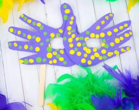 Image of handprint Mardi Gras mask