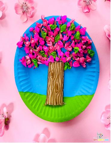 Image of paper plate spring tree