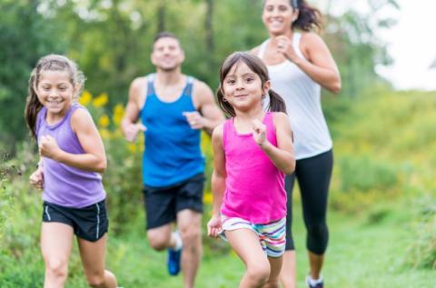Image of family exercising
