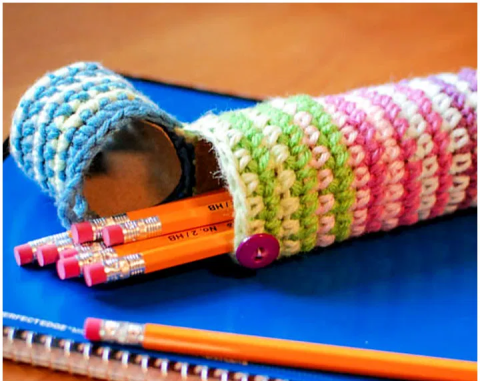 Image of crocheted pencil holder