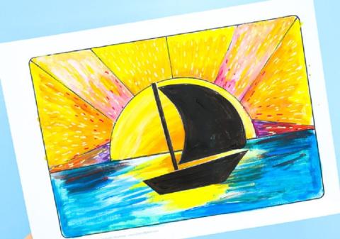 Image of sailboat mixed media