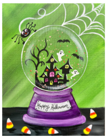 Image of spooky globe painting