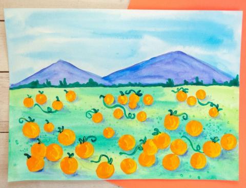 Image of pumpkin patch painting