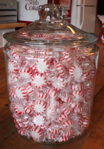 Image of peppermints in a jar