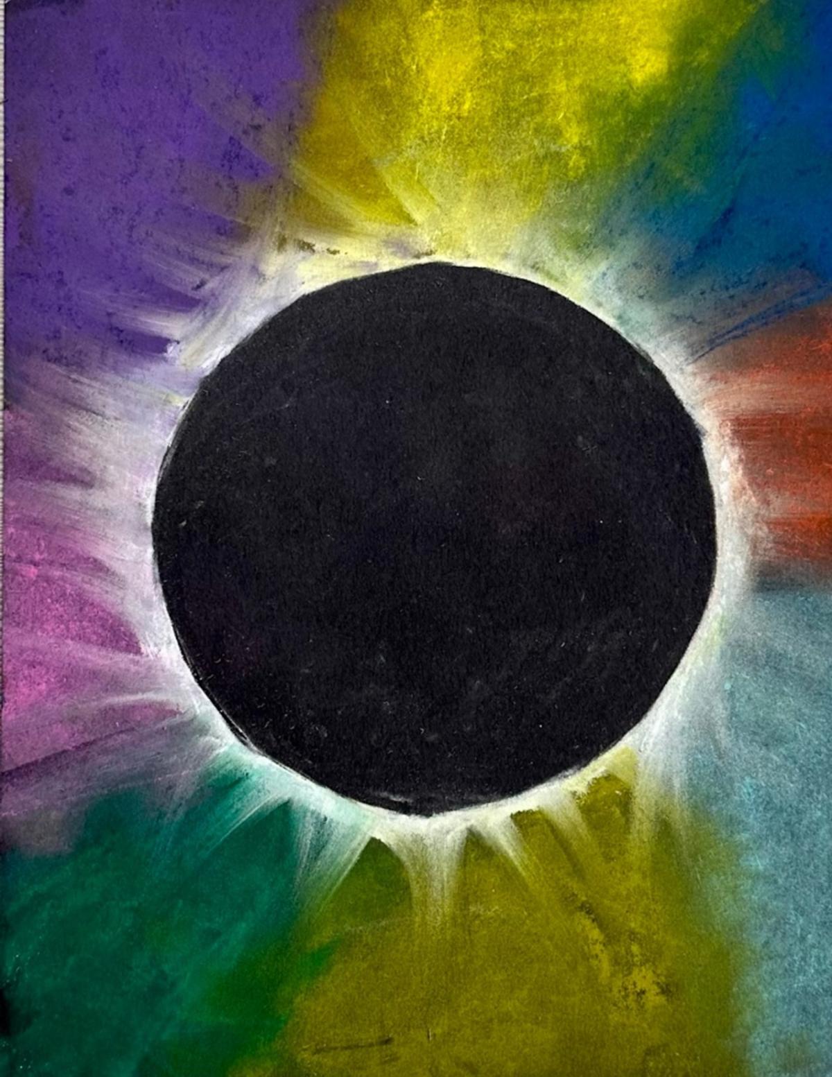 Image of solar eclipse made from chalk