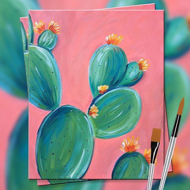 Image of prickly pear painted on canvas