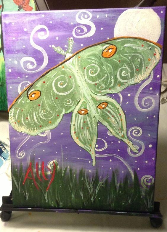 Image of moth painted on canvas