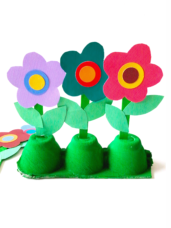 Image of flowers made from egg cartons