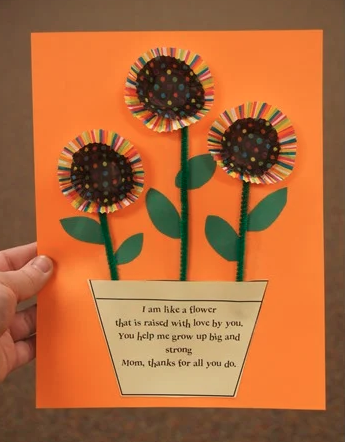 Image of poem made with paper sunflowers