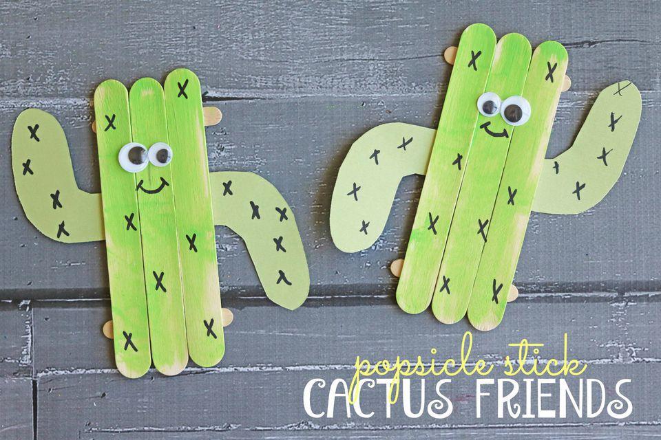 Image of cactus made from popsicle sticks