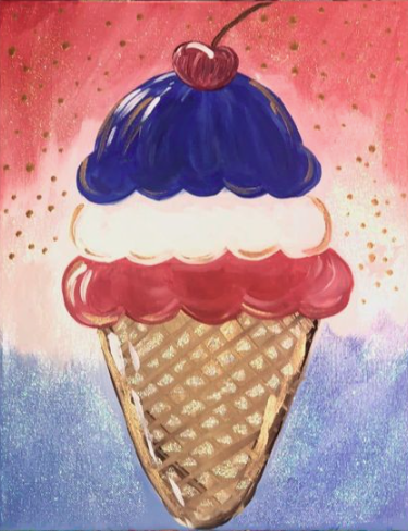 Image of red, white, & blue ice cream