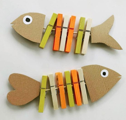 Image of fish made with clothespins