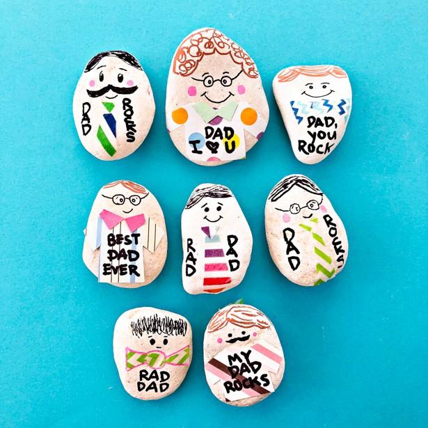 Image of rocks painted to look like dads