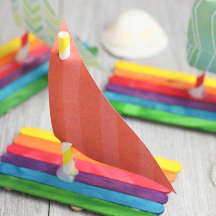 Image of boat made from popsicle sticks