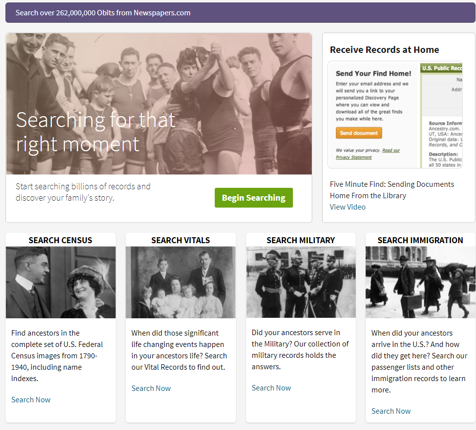 Image of Ancestry homepage