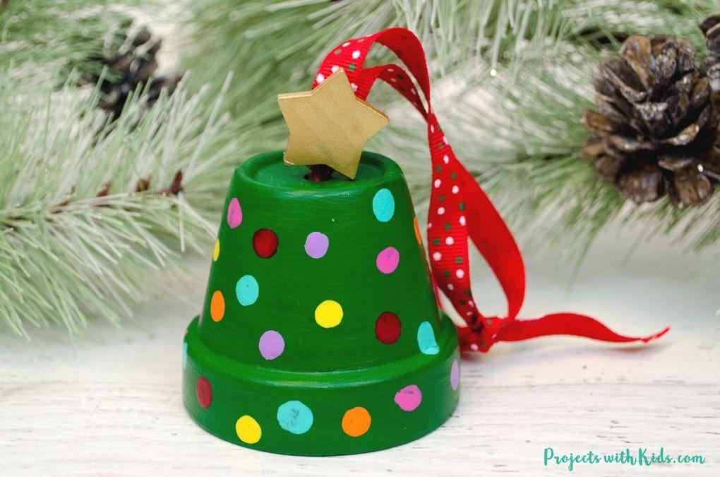 Image of clay pot Christmas tree ornament