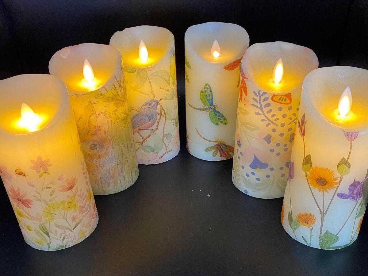 image of decoupaged candles