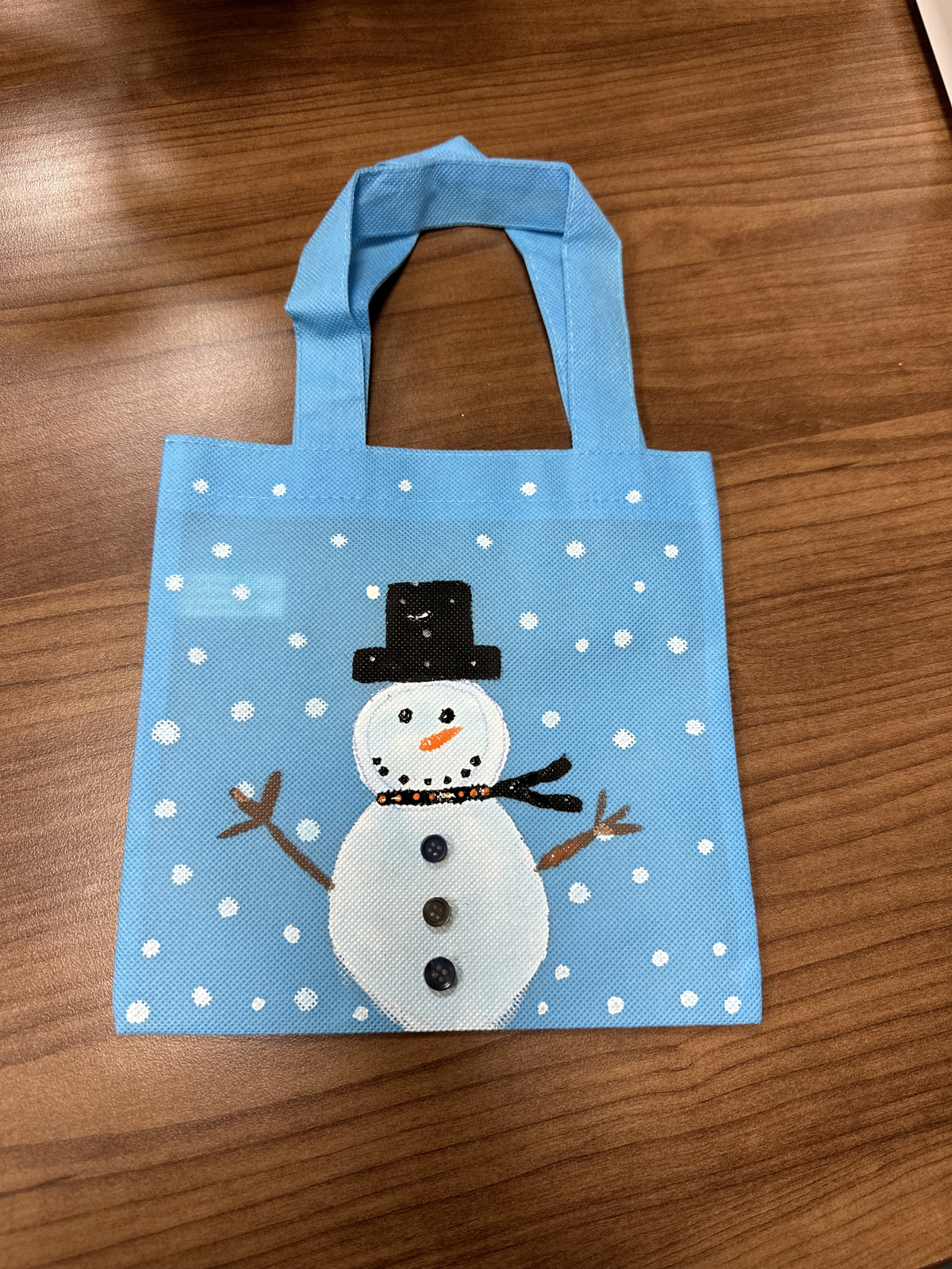 Image of snowman tote bag