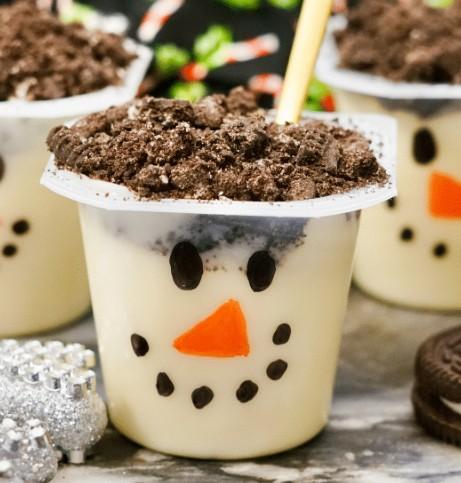 Image of snowman pudding cup